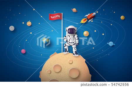Astronaut with Flag on the moon 54742936