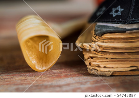 Prayer book and shofar horn jewish religious symbol Prayer book and shofar horn jewish religious symbol 54743887