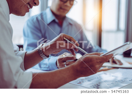 Business meeting asian people two male middle-age 54745163