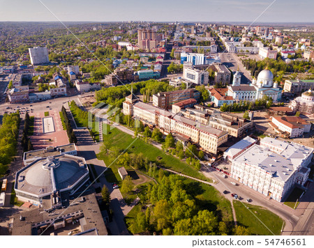 Panoramic aerial view of district of Kursk with houses 54746561