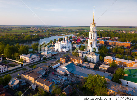 Aerial view of Shuya with Resurrection Cathedral Aerial view of Shuya with Resurrection Cathedral 54746632
