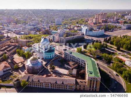 Panoramic aerial view of district of Kursk with houses Panoramic aerial view of district of Kursk with houses 54746698