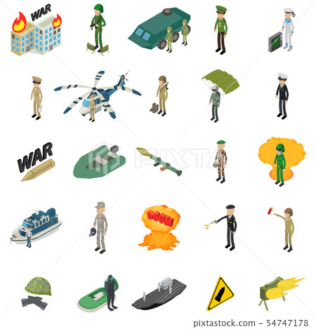 Soldier military icons set, isometric style 54747178