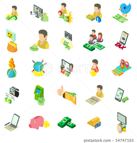 Online earning icons set, isometric style Online earning icons set, isometric style 54747183