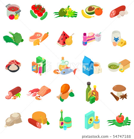 World cuisine icons set, isometric style World cuisine icons set, isometric style 54747188