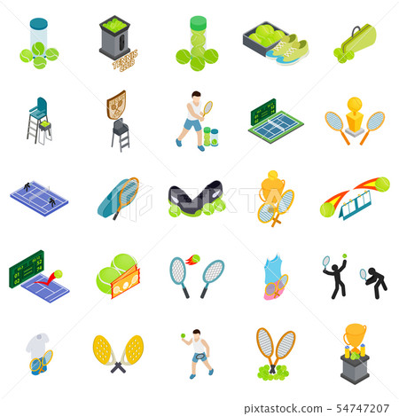 Tennis club icons set, isometric style Tennis club icons set, isometric style 54747207
