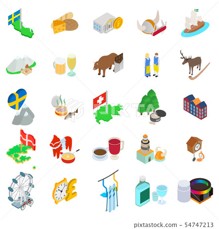 Baltic country icons set, isometric style Baltic country icons set, isometric style 54747213