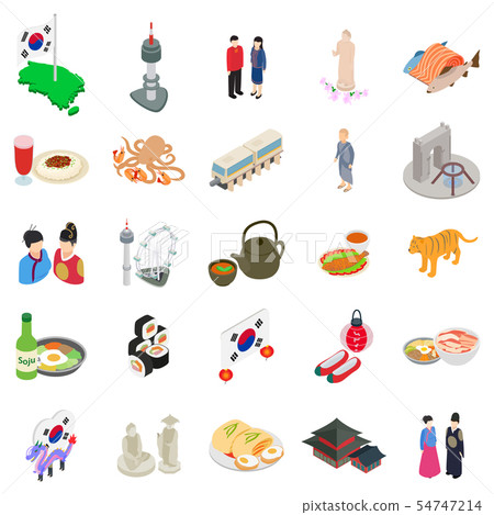 Korean icons set, isometric style Korean icons set, isometric style 54747214