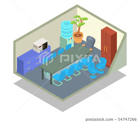 Meeting room concept banner, isometric style Meeting room concept banner, isometric style 54747266