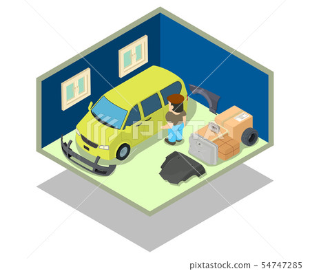 Warehouse concept banner, isometric style Warehouse concept banner, isometric style 54747285