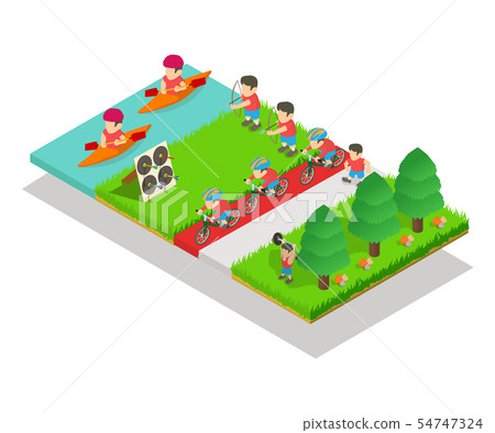 Sport park concept banner, isometric style Sport park concept banner, isometric style 54747324