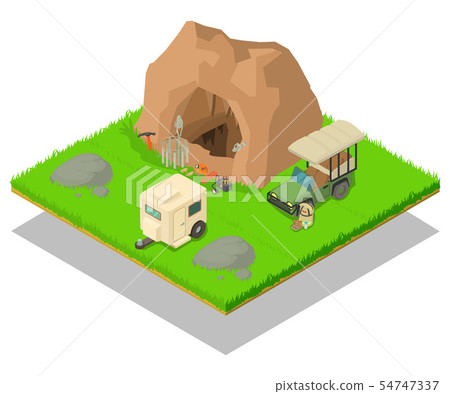 Research of cave concept banner, isometric style Research of cave concept banner, isometric style 54747337