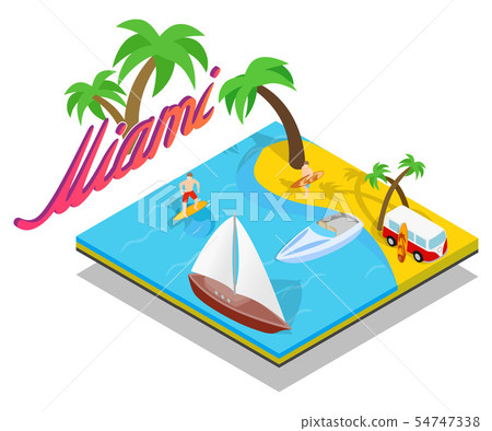 Miami beach concept banner, isometric style 54747338