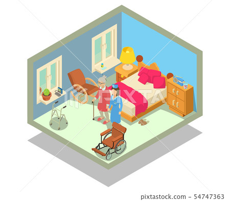 Retirement home concept banner, isometric style 54747363
