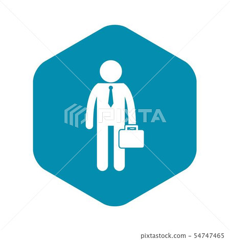 Businessman standing with his briefcase icon Businessman standing with his briefcase icon 54747465