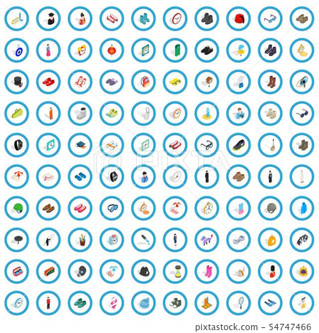 100 gear icons set, isometric 3d style 54747466