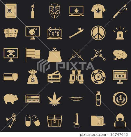 Criminal virus icons set, simple style 54747643