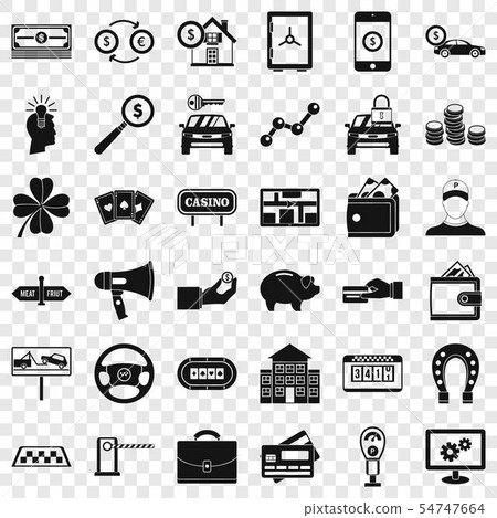 Coin stack icons set, simple style 54747664