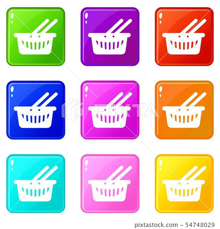 Cart shop icons set 9 color collection Cart shop icons set 9 color collection 54748029
