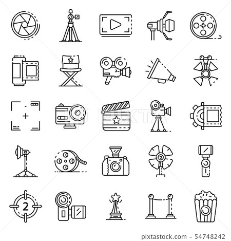 Film production icons set, outline style Film production icons set, outline style 54748242