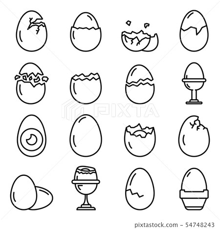 Eggshell icons set, outline style 54748243