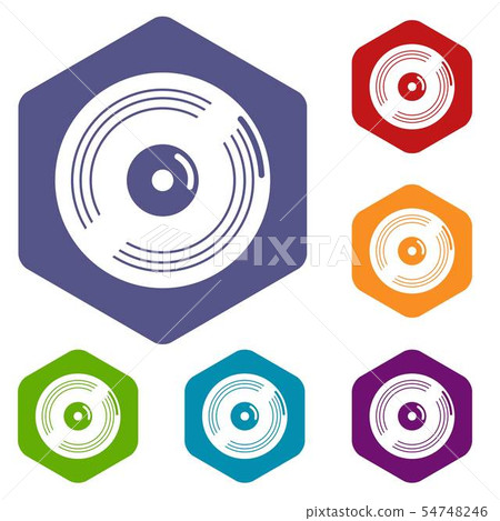 Vinyl record icons vector hexahedron Vinyl record icons vector hexahedron 54748246