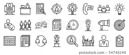 Recruitment icons set, outline style Recruitment icons set, outline style 54748249