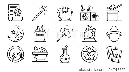 Wizard tools icons set, outline style Wizard tools icons set, outline style 54748251