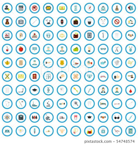 100 health insurance icons set, flat style 100 health insurance icons set, flat style 54748574