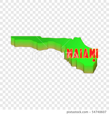 Map of Florida with Miami icon, cartoon style 54748607