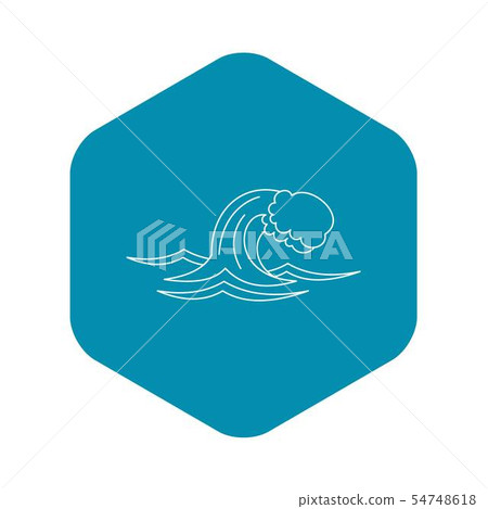 Ocean or sea wave icon, outline style - Stock Illustration [54748618 ...