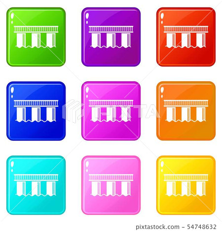 Urban bridge icons set 9 color collection 54748632