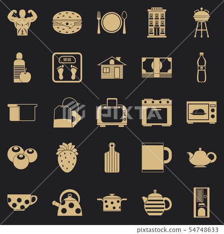 Morning tea icons set, simple style Morning tea icons set, simple style 54748633