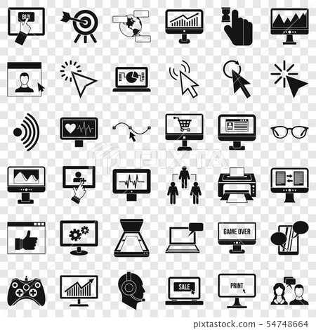 Computer arrow icons set, simple style Computer arrow icons set, simple style 54748664
