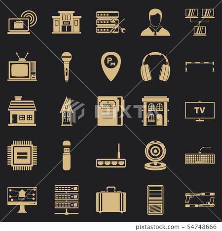 Recorder icons set, simple style 54748666