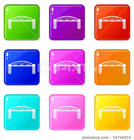 Metal bridge icons set 9 color collection 54748854