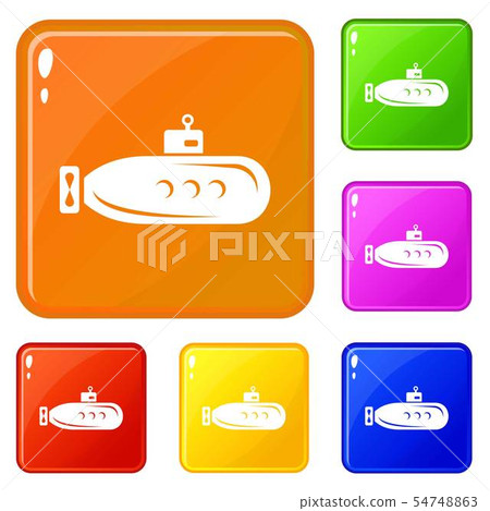 Long submarine icons set vector color Long submarine icons set vector color 54748863