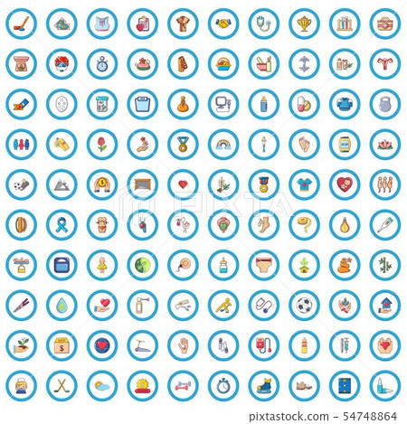 100 healthy person icons set, cartoon style 100 healthy person icons set, cartoon style 54748864