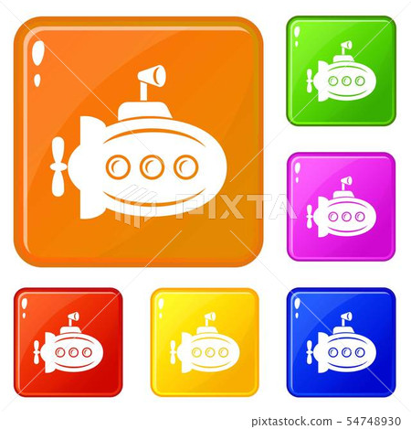Bathyscaphe with horn icons set vector color Bathyscaphe with horn icons set vector color 54748930