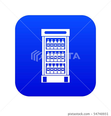 Fridge with refreshments drinks icon digital blue Fridge with refreshments drinks icon digital blue 54748931