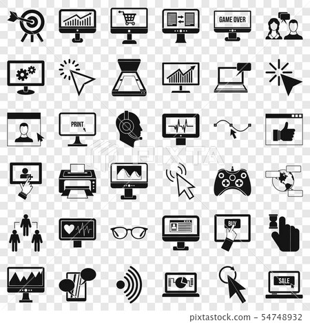 Computer display icons set, simple style Computer display icons set, simple style 54748932
