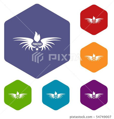 Phenix wing icons vector hexahedron Phenix wing icons vector hexahedron 54749007