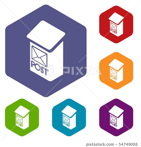 Apartment post box icons vector hexahedron Apartment post box icons vector hexahedron 54749008