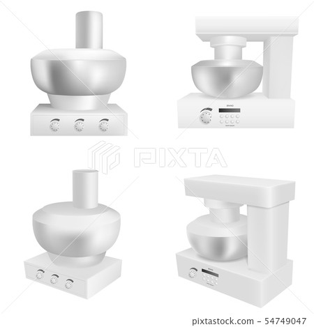 Food processor icons set, realistic style Food processor icons set, realistic style 54749047