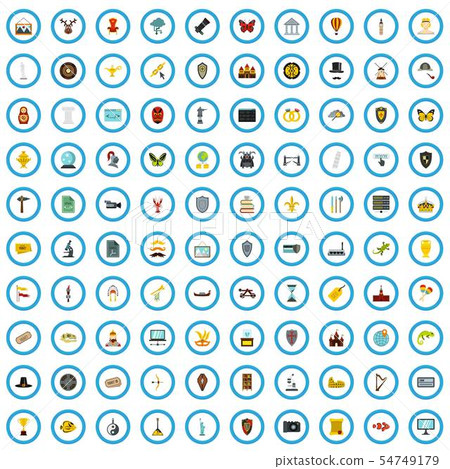 100 history site icons set, flat style 100 history site icons set, flat style 54749179