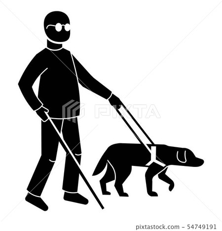 Blind man with dog icon, simple style 54749191