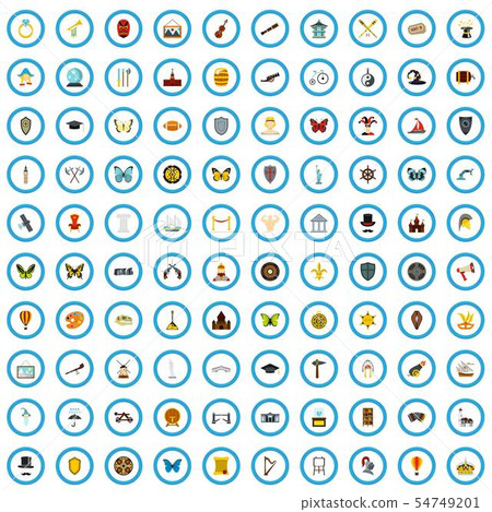 100 history center icons set, flat style 100 history center icons set, flat style 54749201