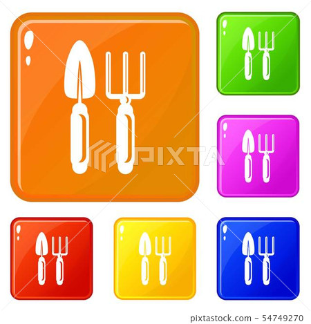 Garden tools icons set vector color 54749270