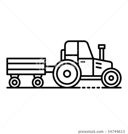 Tractor with trail icon, outline style Tractor with trail icon, outline style 54749613