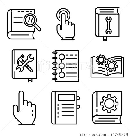 User guide icons set, outline style User guide icons set, outline style 54749879